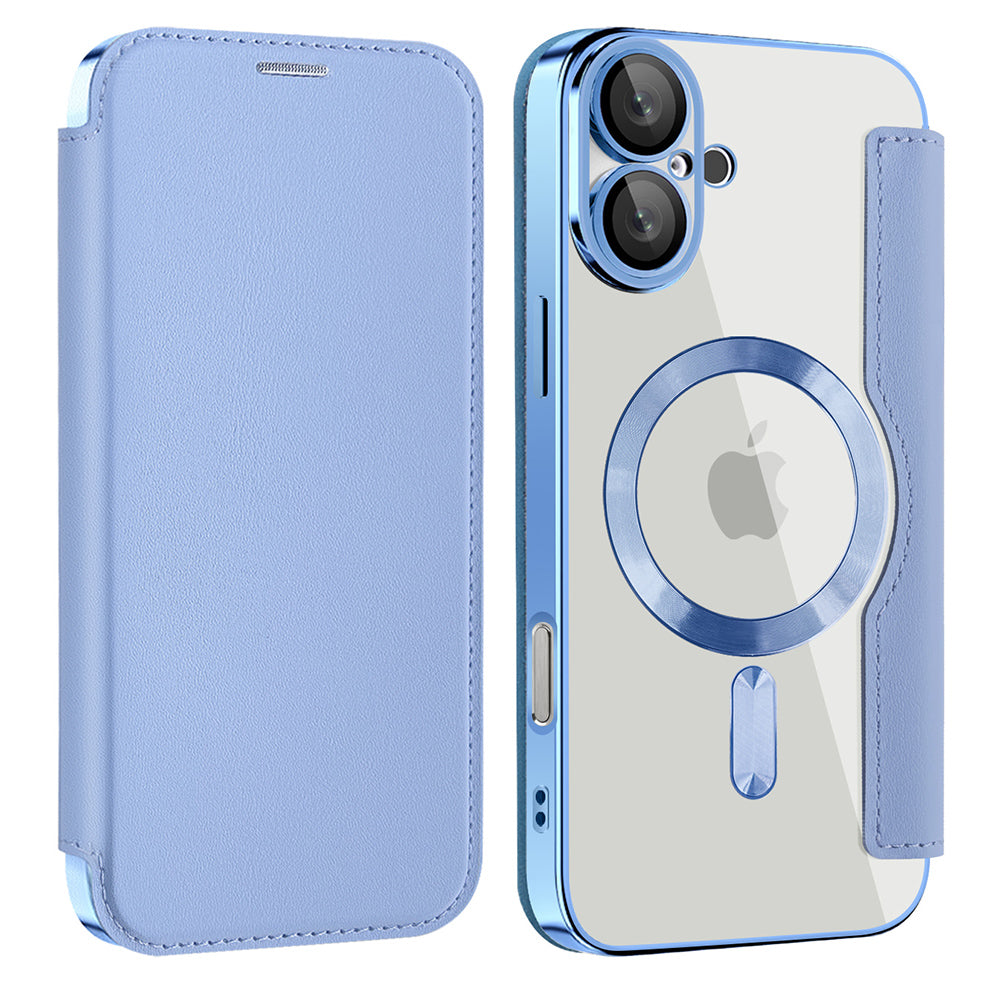 Coque MagSafe pour Apple iPhone 16, Techsuit, SmartMag Book, Bleu