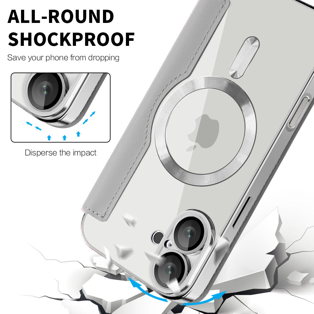 Coque MagSafe pour Apple iPhone 16, Techsuit, SmartMag Book, Gris