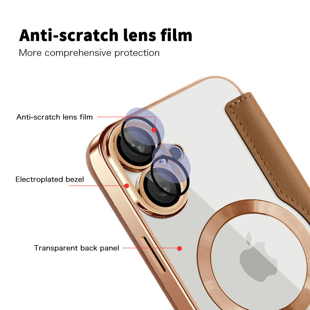 Coque MagSafe pour Apple iPhone 16, Techsuit, SmartMag Book, Marron