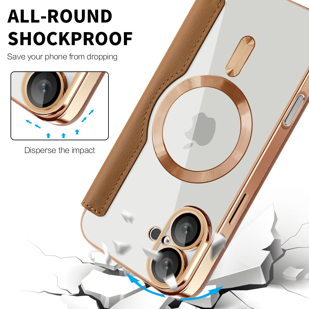Coque MagSafe pour Apple iPhone 16, Techsuit, SmartMag Book, Marron