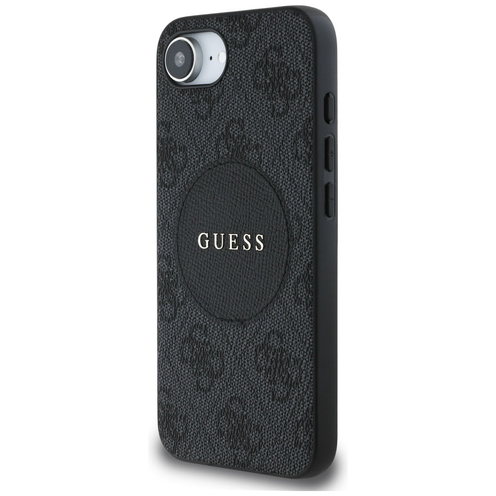 MagSafe Case for Apple iPhone 17e / 16e, Guess, 4G Circle Classic Logo, Black
