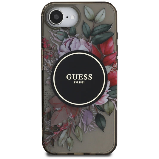 Étui MagSafe pour Apple iPhone 16e, Guess, IML Flowers, Noir