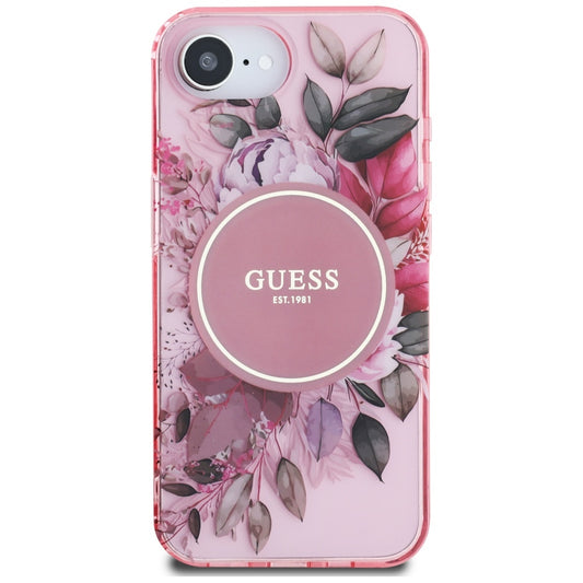 Étui MagSafe pour Apple iPhone 16e, Guess, IML Flowers, Rose