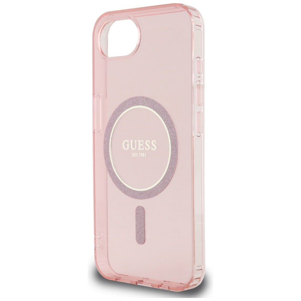 Étui MagSafe pour Apple iPhone 17e / 16e, Guess, IML Glitter Circle, Rose
