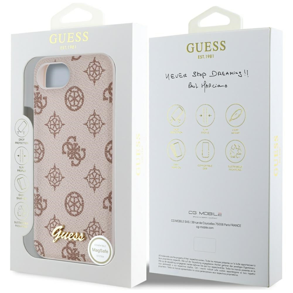MagSafe Case for Apple iPhone 17e / 16e, Guess, Peony Script, Brown