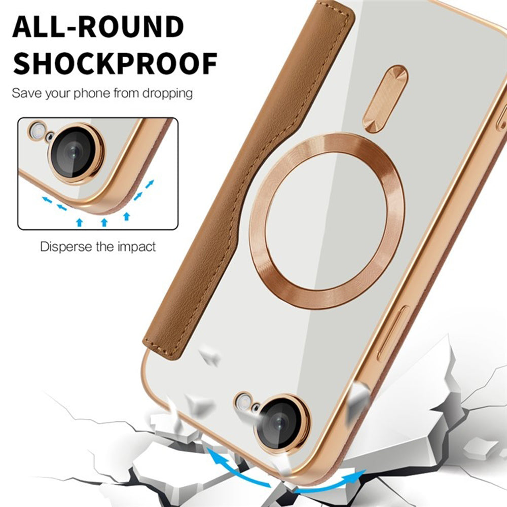 Coque MagSafe pour Apple iPhone 17e / 16e, Techsuit, SmartMag Book, Marron