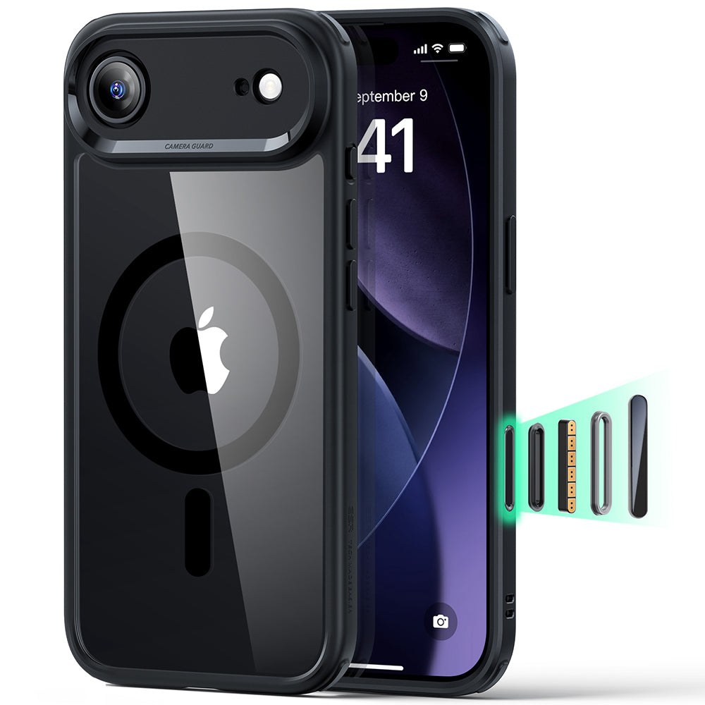 MagSafe Hülle für Apple iPhone 17 Air, ESR, Classic Hybrid, Schwarz Transparent