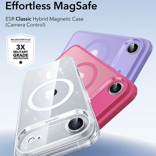Coque MagSafe pour Apple iPhone 17 Air, ESR, Classic Hybrid Shimmer, Transparente