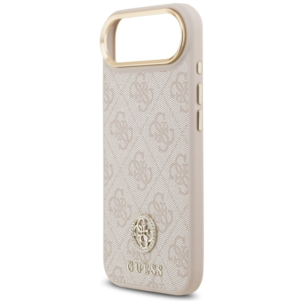 Coque MagSafe pour Apple iPhone 17 Air, Guess, Logo Strass 4G, Rose.