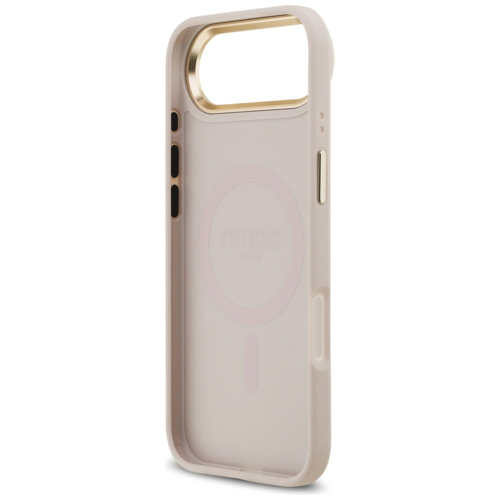 Coque MagSafe pour Apple iPhone 17 Air, Guess, Logo Strass 4G, Rose.