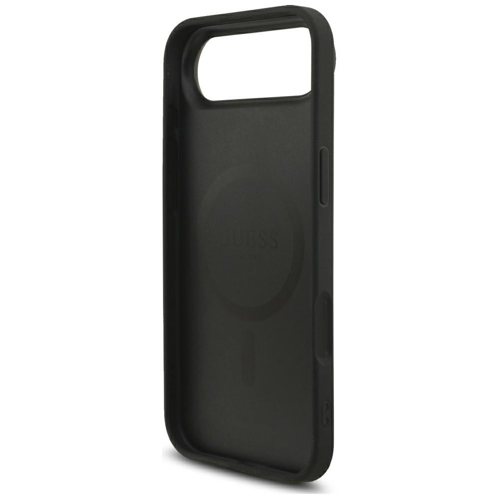 MagSafe Case for Apple iPhone 17 Air, Guess, 4G Triangle Logo with Cord Strap, Black