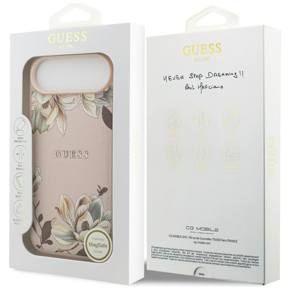 Coque MagSafe pour Apple iPhone 17 Air, Guess, Grained Flowers, Rose
