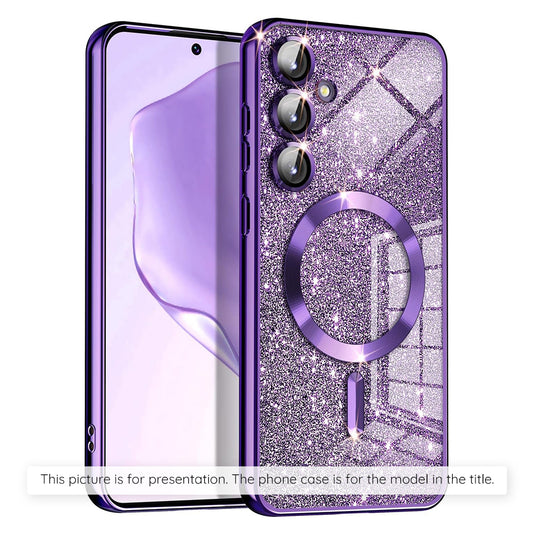 Coque MagSafe pour Apple iPhone 17 Air, Techsuit, Luxury Glitter, Violet Foncé
