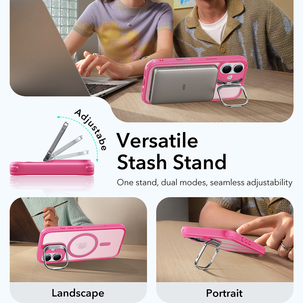 Coque MagSafe pour Apple iPhone 17, ESR, Classic Hybrid Kickstand, Rose Satiné