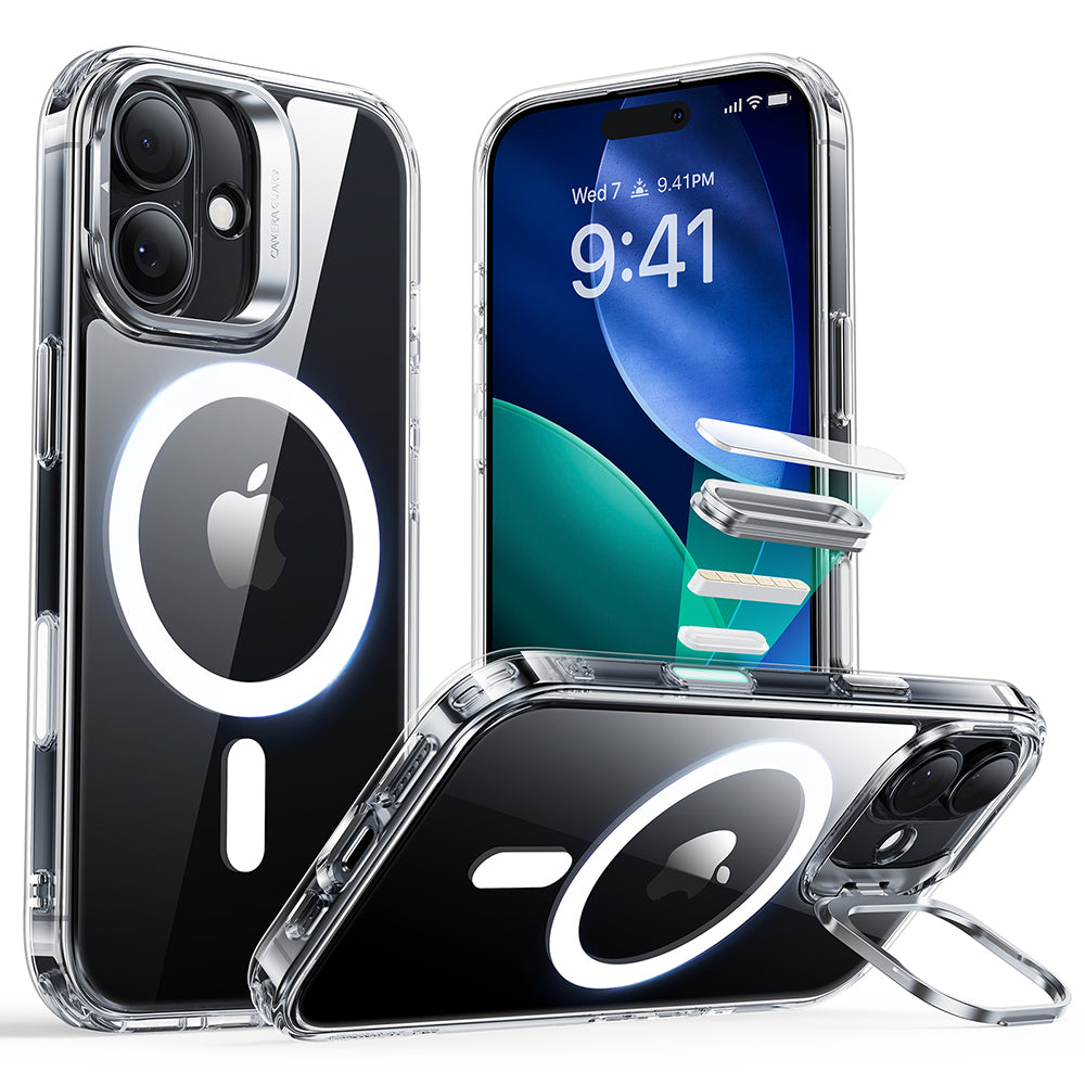 Coque MagSafe pour Apple iPhone 17, ESR, Classic Hybrid Kickstand, Transparente