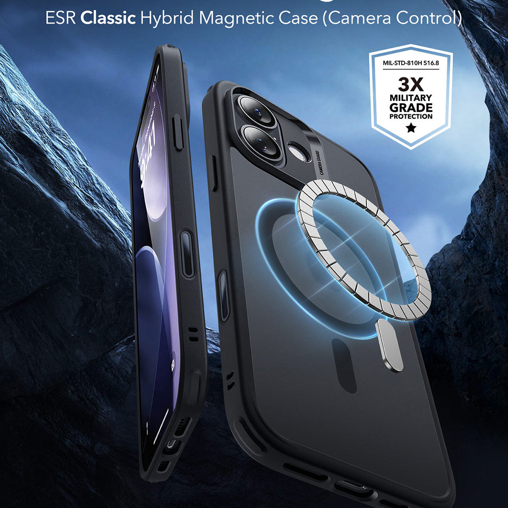 Étui MagSafe pour Apple iPhone 17, ESR, Classic Hybrid, Noir Satiné