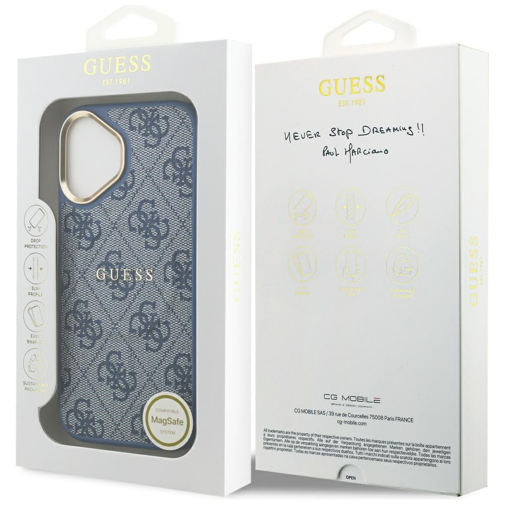 Étui MagSafe pour Apple iPhone 17, Guess, 4G Classic, Bleu