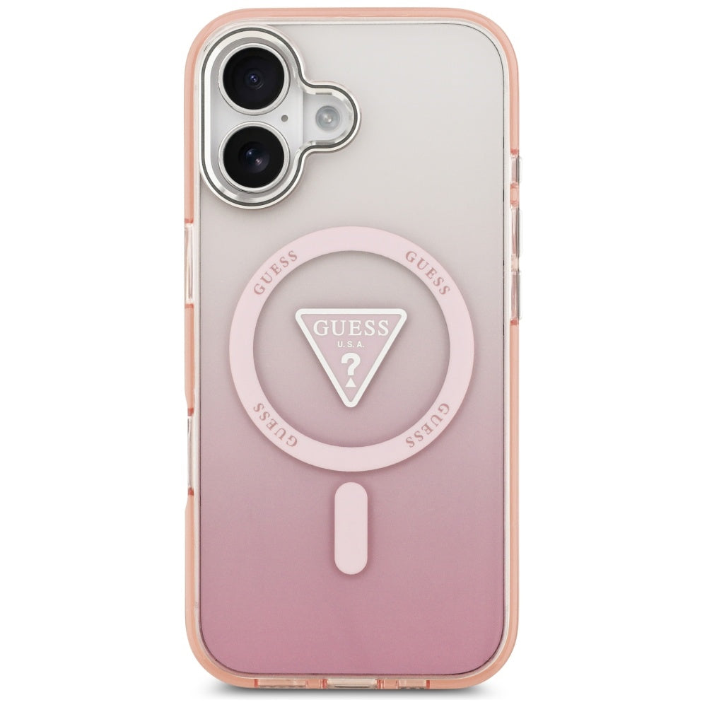 MagSafe Hülle für Apple iPhone 17, Guess, IML Gradient Triangle Logo, Rosa