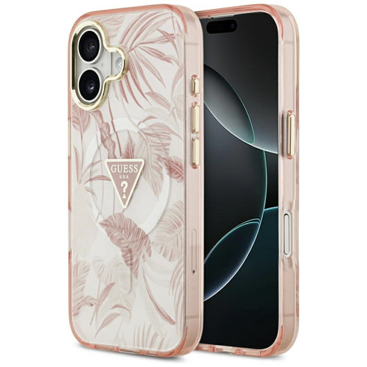 Étui MagSafe pour Apple iPhone 17, Guess, Jungle Tonal Triangle, Rose