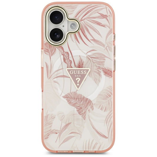 Étui MagSafe pour Apple iPhone 17, Guess, Jungle Tonal Triangle, Rose