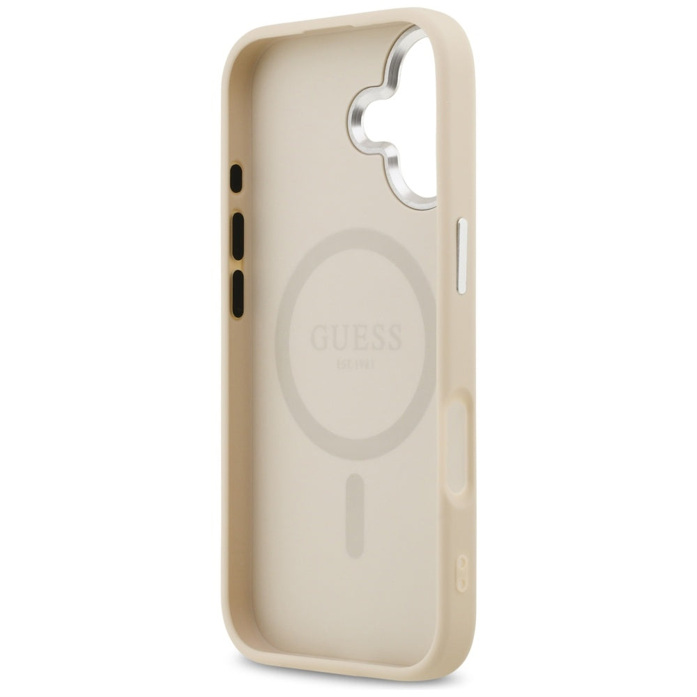 MagSafe Hülle für Apple iPhone 17, Guess, Triangle Logo, Beige Silber