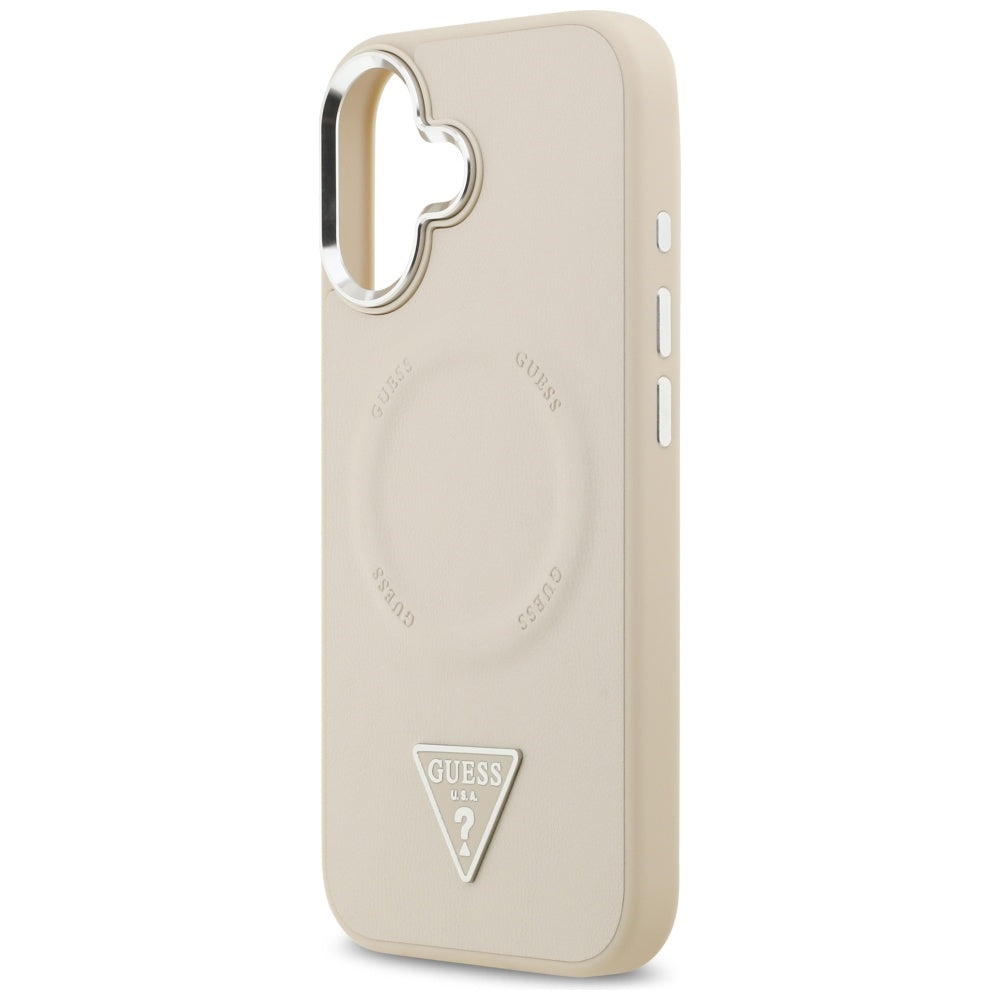 MagSafe Hülle für Apple iPhone 17, Guess, Triangle Logo, Beige Silber