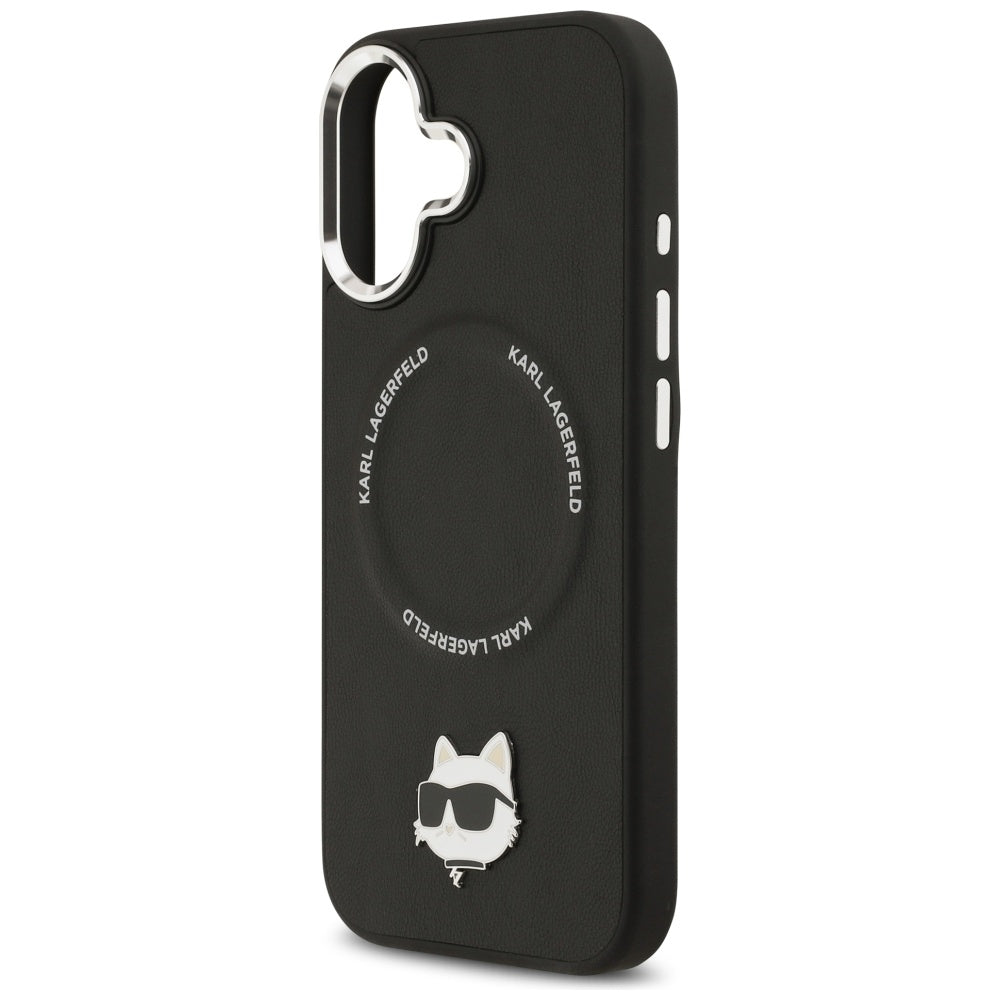 MagSafe Hülle für Apple iPhone 17, Karl Lagerfeld, Choupette Pin, Schwarz