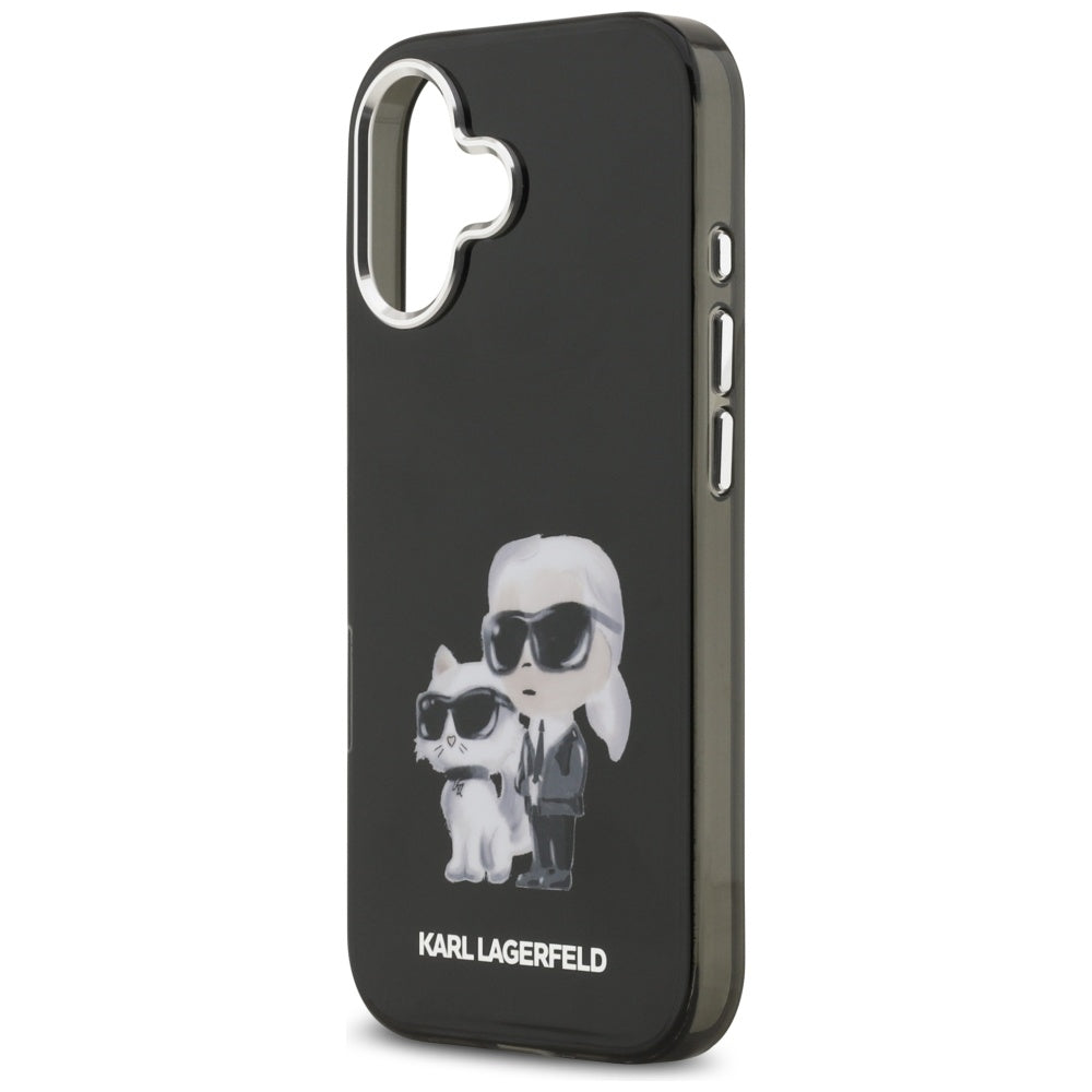 MagSafe Hülle für Apple iPhone 17, Karl Lagerfeld, IML Aquarelle Logo Karl & Choupette, Schwarz