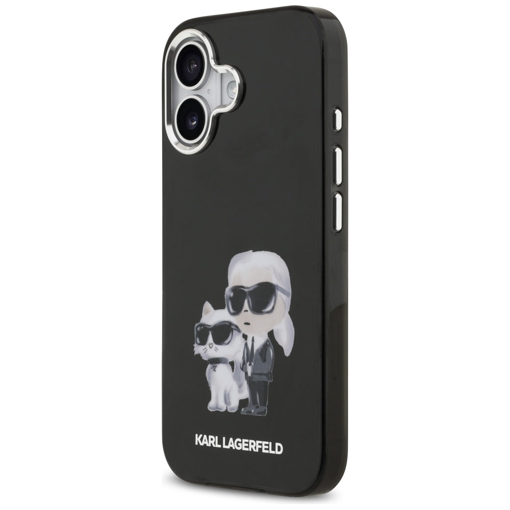 MagSafe Hülle für Apple iPhone 17, Karl Lagerfeld, IML Aquarelle Logo Karl & Choupette, Schwarz
