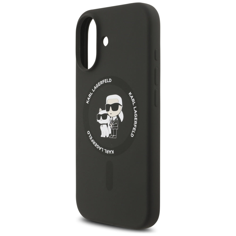Étui MagSafe pour Apple iPhone 17, Karl Lagerfeld, Ring Karl & Choupette, Noir