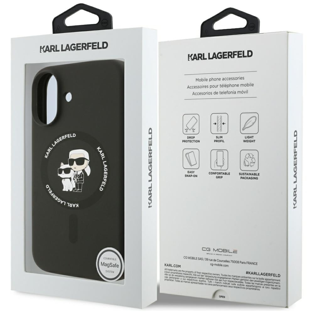 Étui MagSafe pour Apple iPhone 17, Karl Lagerfeld, Ring Karl & Choupette, Noir