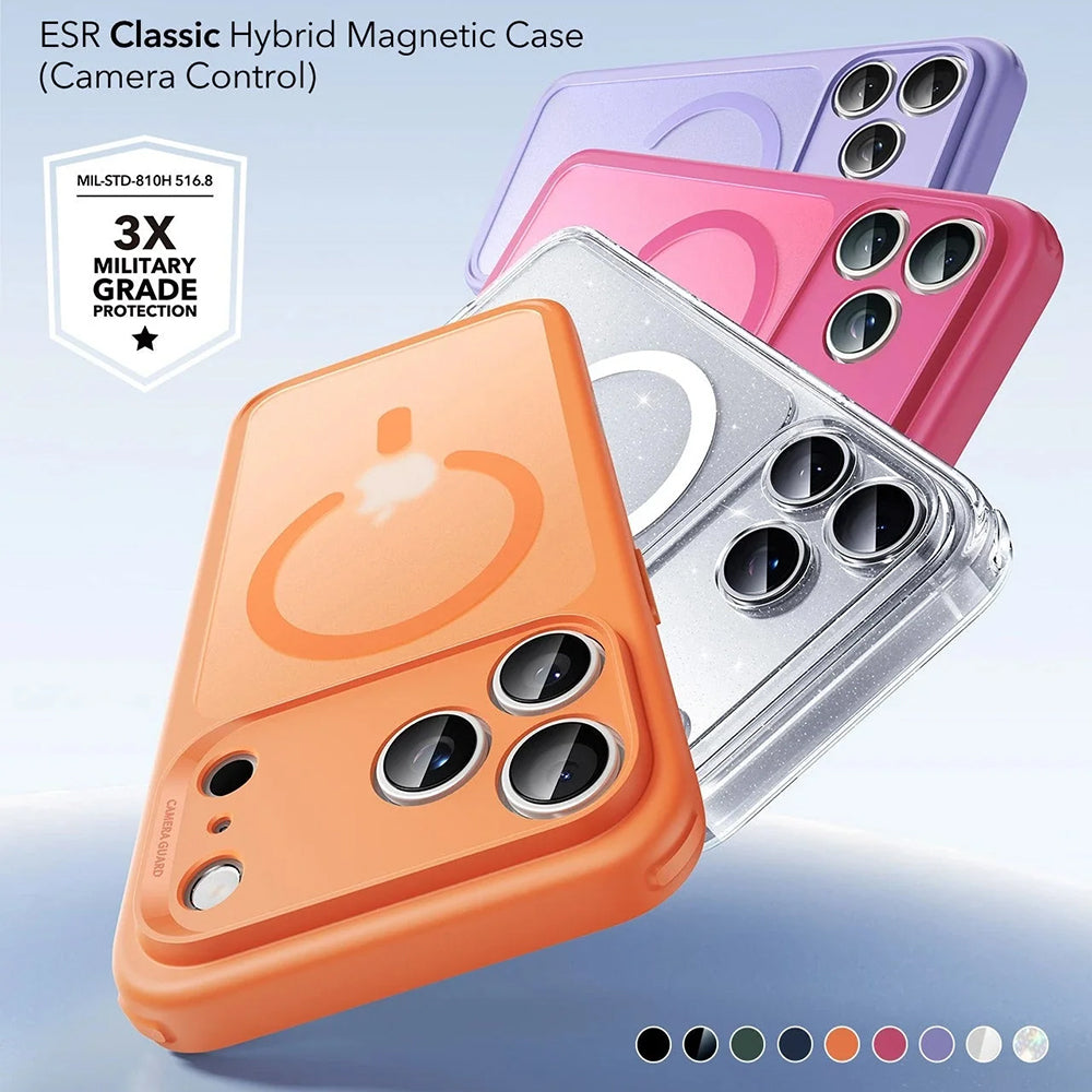 Housse MagSafe pour Apple iPhone 17 Pro, ESR, Classic Hybrid Shimmer, Transparente