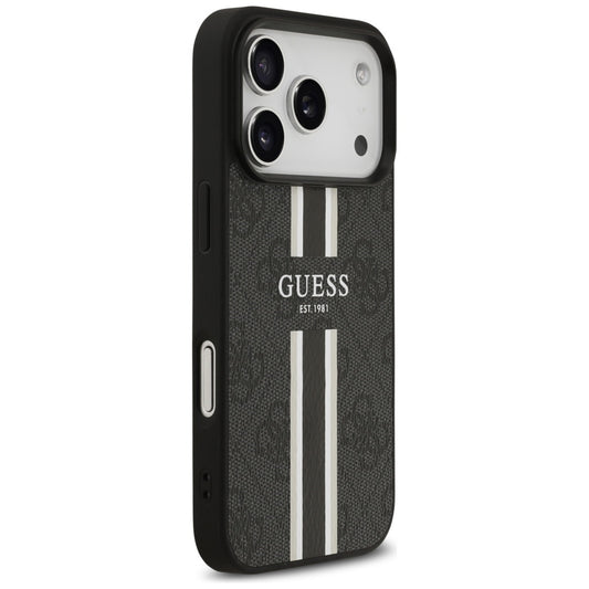 Housse MagSafe pour Apple iPhone 17 Pro, Guess, 4G Printed Stripes, Noire