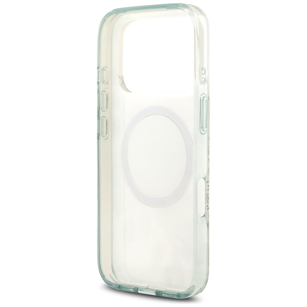 Étui MagSafe pour Apple iPhone 17 Pro, Guess, IML Flower and Tonal Circle, Vert