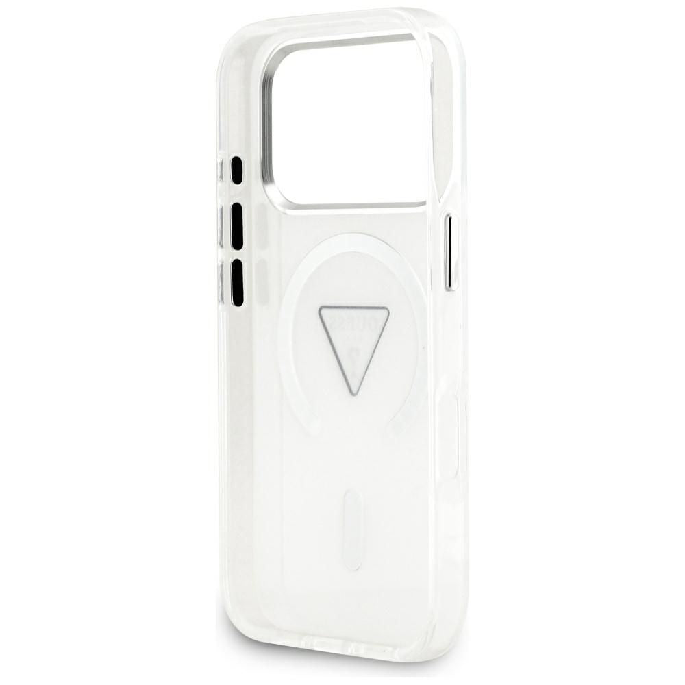 Coque MagSafe pour Apple iPhone 17 Pro, Guess, Logo Triangle Dégradé IML, Transparente