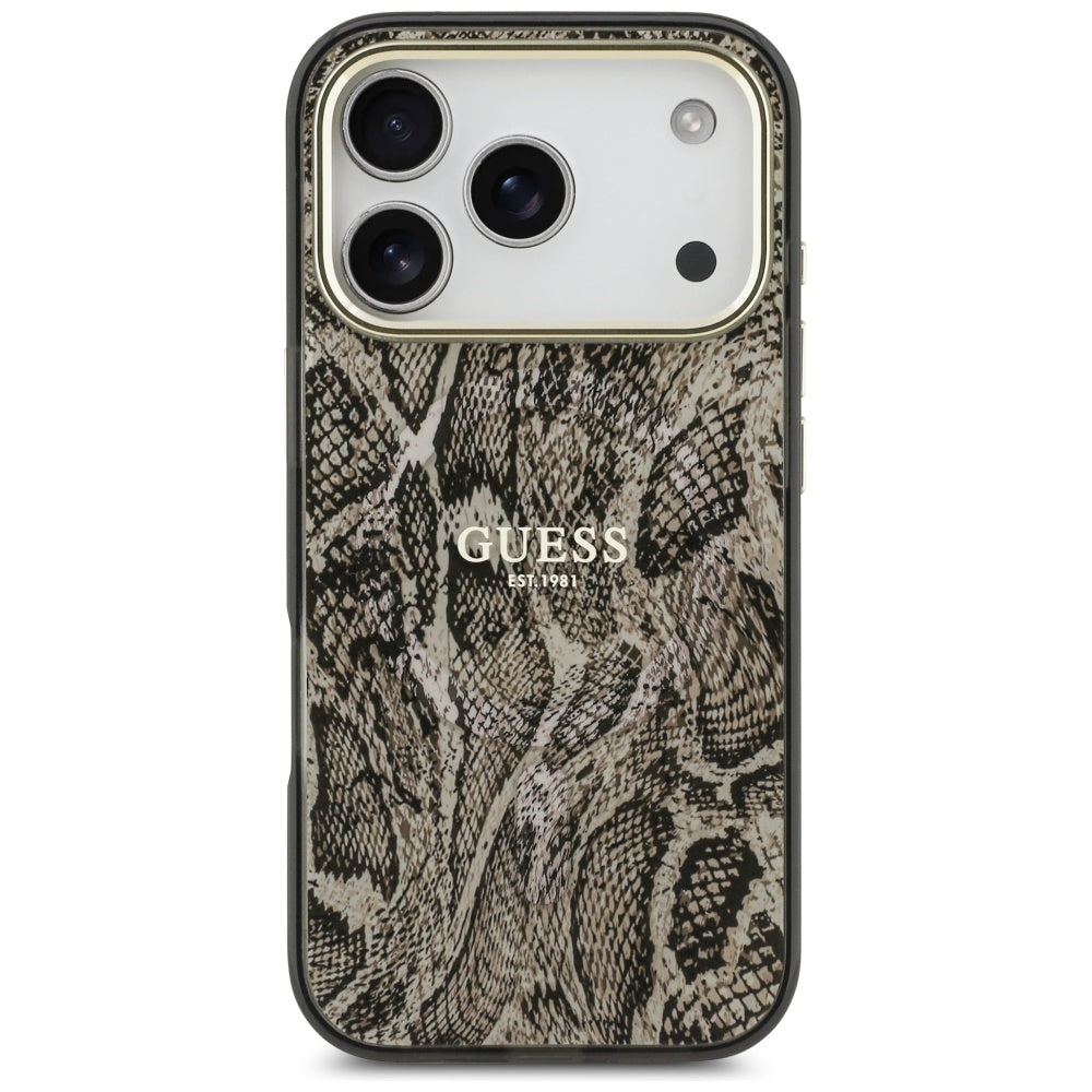 Étui MagSafe pour Apple iPhone 17 Pro, Guess, Motif Python, Marron