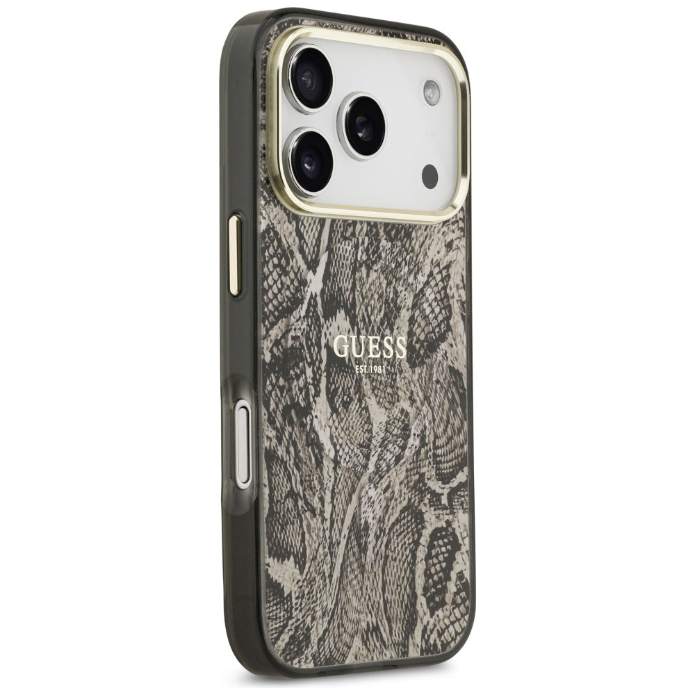 Étui MagSafe pour Apple iPhone 17 Pro, Guess, Motif Python, Marron