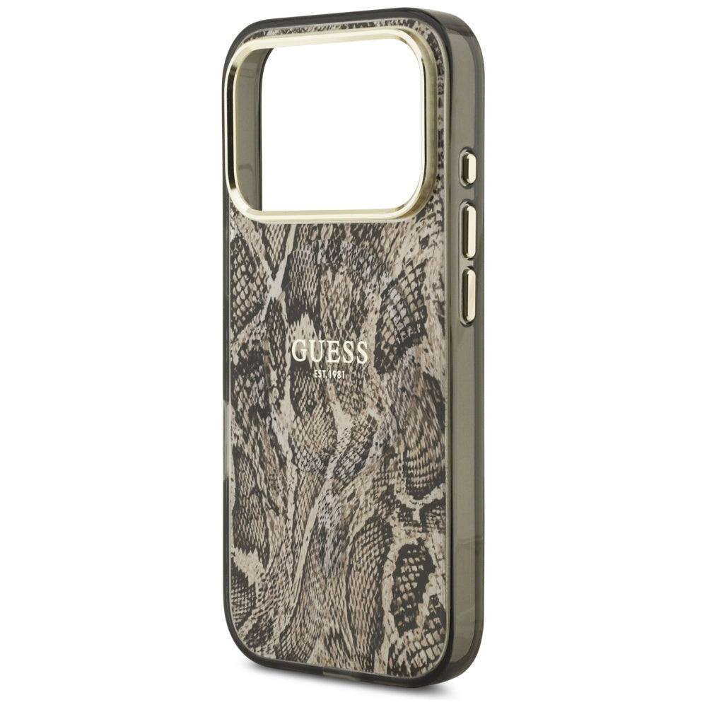 Étui MagSafe pour Apple iPhone 17 Pro, Guess, Motif Python, Marron