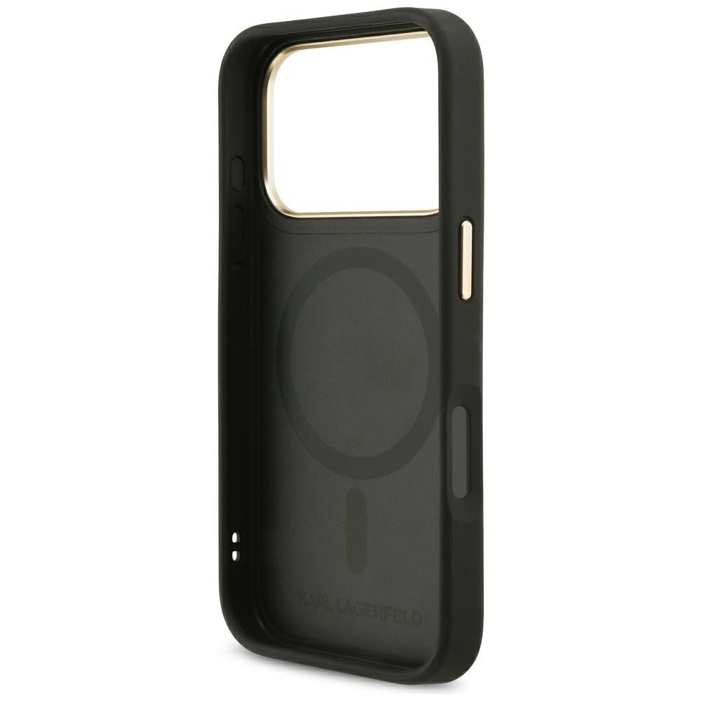 MagSafe Hülle für Apple iPhone 17 Pro, Karl Lagerfeld, Big Strap Karl Metal Logo, Schwarz