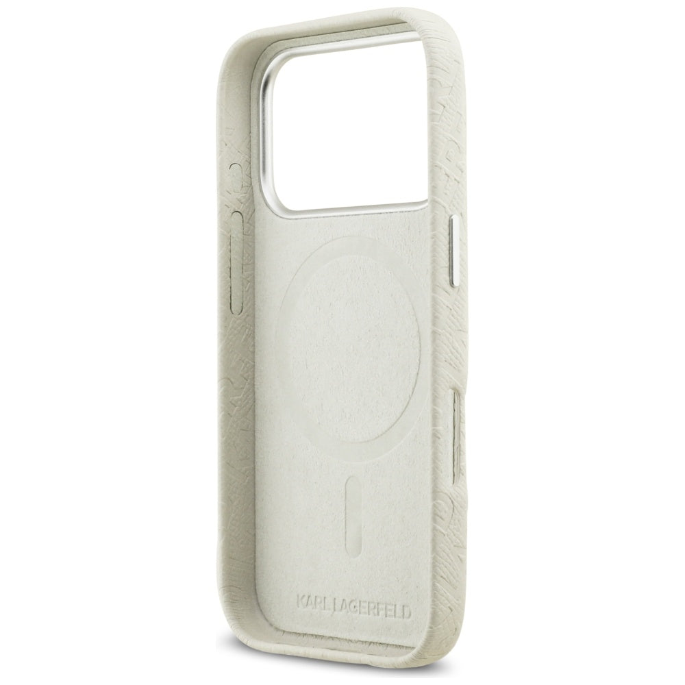 Étui MagSafe pour Apple iPhone 17 Pro, Karl Lagerfeld, FW Stamped Karl, Beige