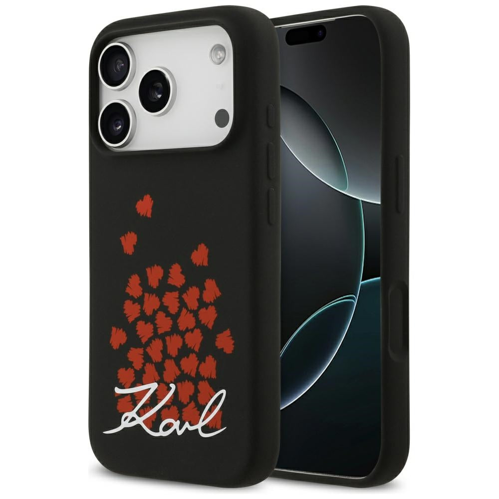 Étui MagSafe pour Apple iPhone 17 Pro, Karl Lagerfeld, logo Heart Sign, Noir