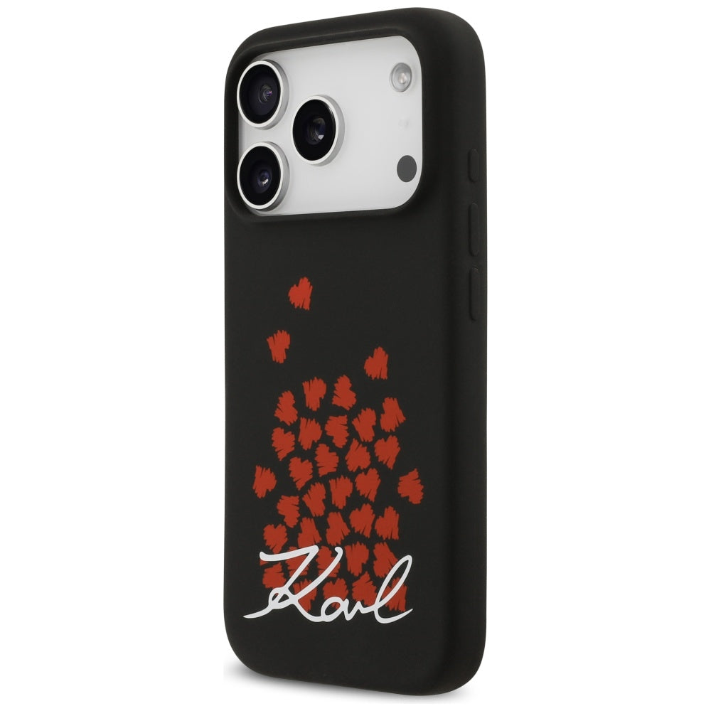Étui MagSafe pour Apple iPhone 17 Pro, Karl Lagerfeld, logo Heart Sign, Noir