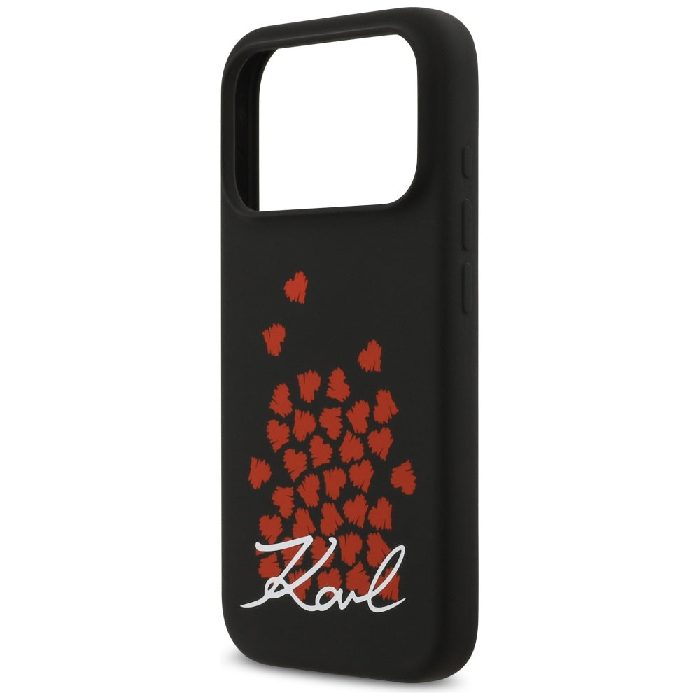 Étui MagSafe pour Apple iPhone 17 Pro, Karl Lagerfeld, logo Heart Sign, Noir