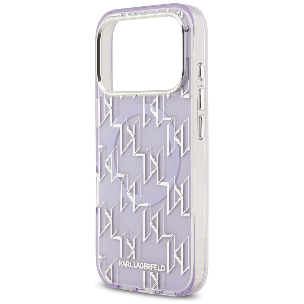Étui MagSafe pour Apple iPhone 17 Pro, Karl Lagerfeld, IML KL Monogram, Violet