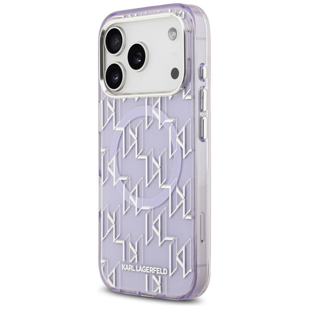 Étui MagSafe pour Apple iPhone 17 Pro, Karl Lagerfeld, IML KL Monogram, Violet