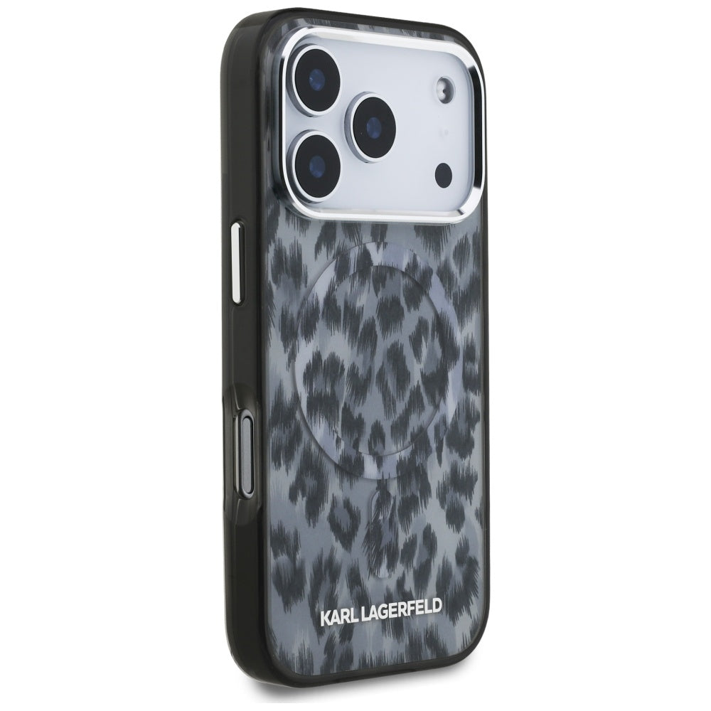 MagSafe Hülle für Apple iPhone 17 Pro, Karl Lagerfeld, IML Leopard Muster, Schwarz