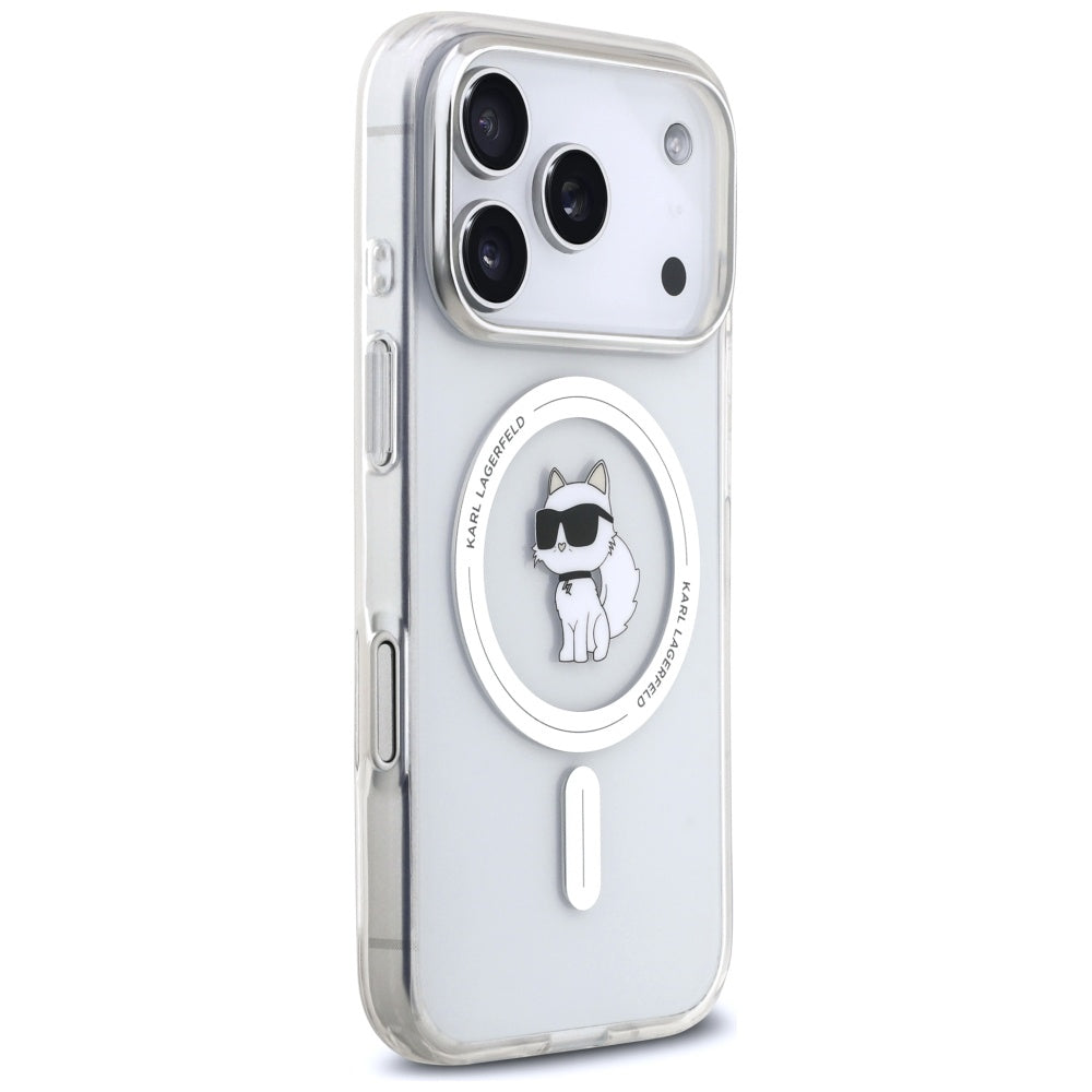 Étui MagSafe pour Apple iPhone 17 Pro, Karl Lagerfeld, Logo IML Choupette, Transparent