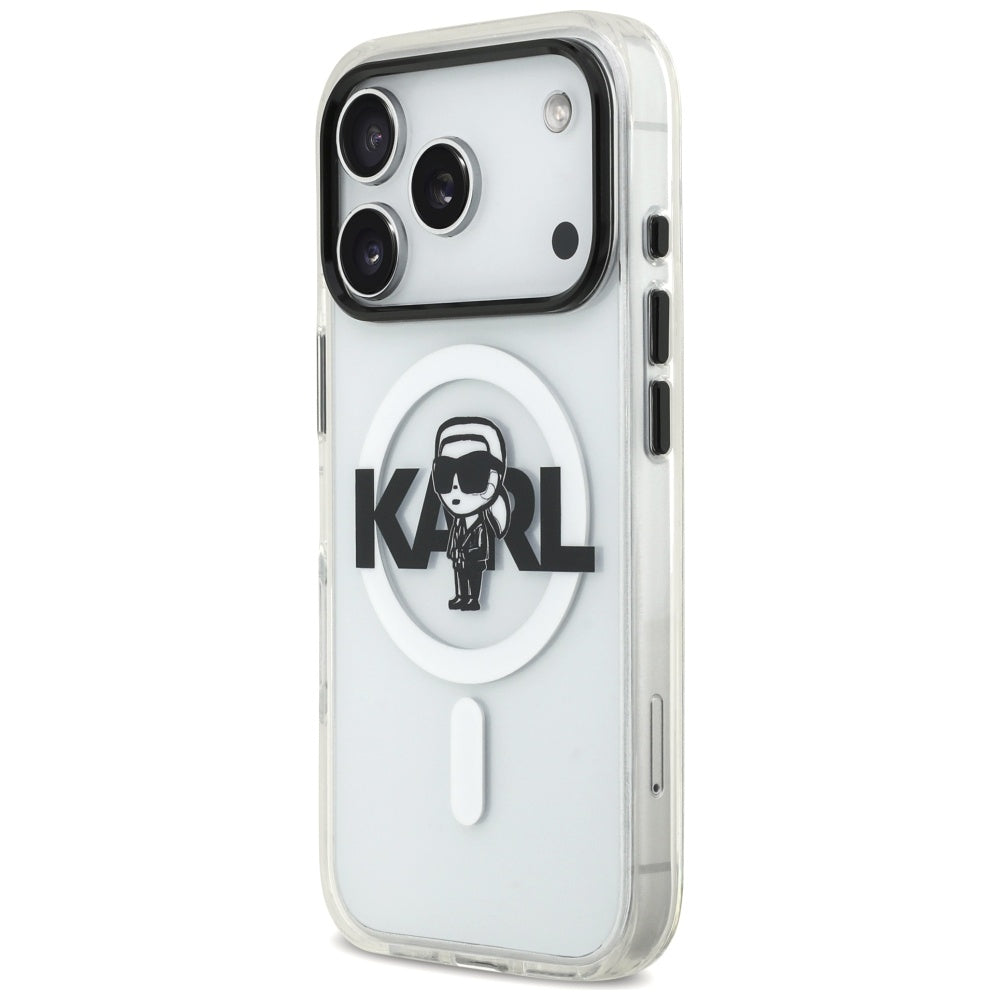 MagSafe Hülle für Apple iPhone 17 Pro, Karl Lagerfeld, IML Sketch Logo Karl, Transparent