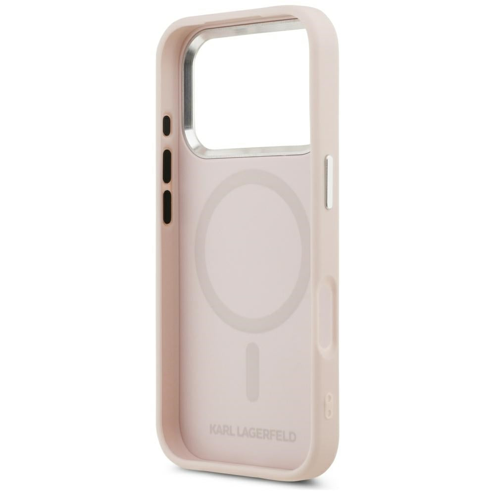 MagSafe Hülle für Apple iPhone 17 Pro, Karl Lagerfeld, Initial & Metal Logo, Rosa