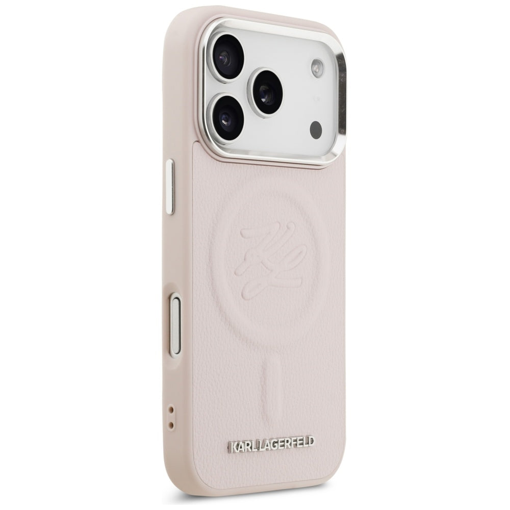 MagSafe Hülle für Apple iPhone 17 Pro, Karl Lagerfeld, Initial & Metal Logo, Rosa